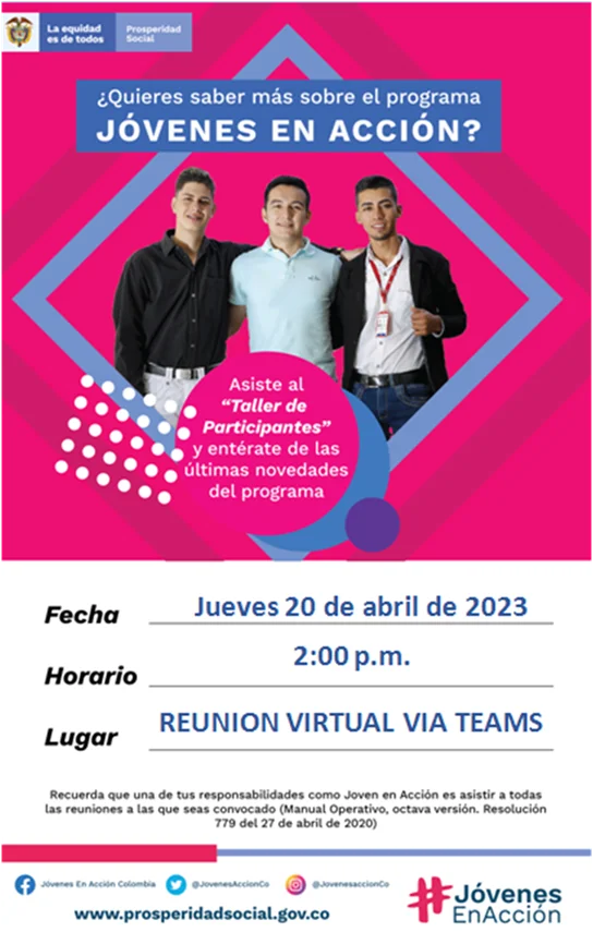 Reunión virtual sobre el programa Jóvenes en Acción