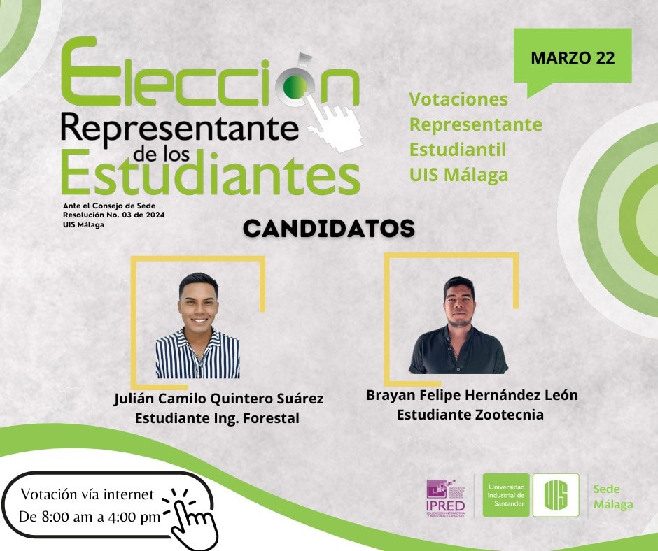 Imagen con las fotos de los candidatos y la información del evento