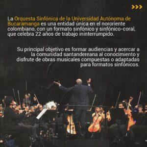 Imagen compuesta por texto con información de la orquesta invitada