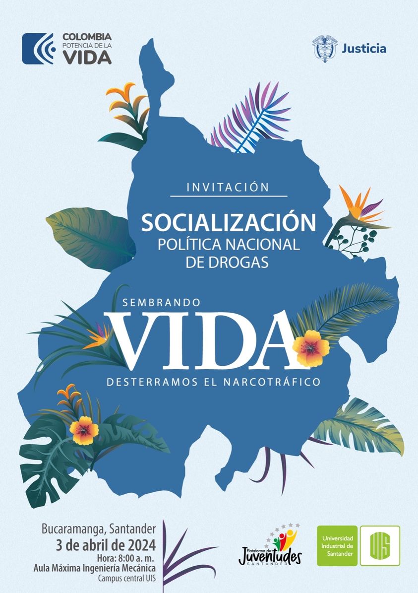 Ilustración del mapa de Colombia junto con la información del evento