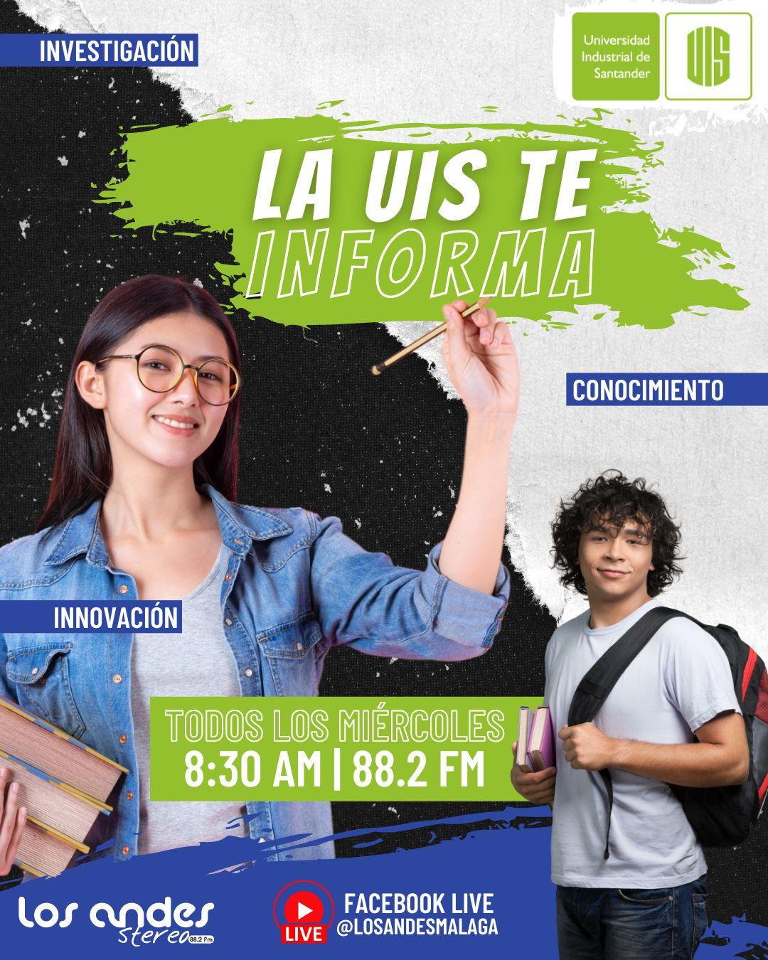 Imagen con la información general en texto acompañada por dos estudiantes