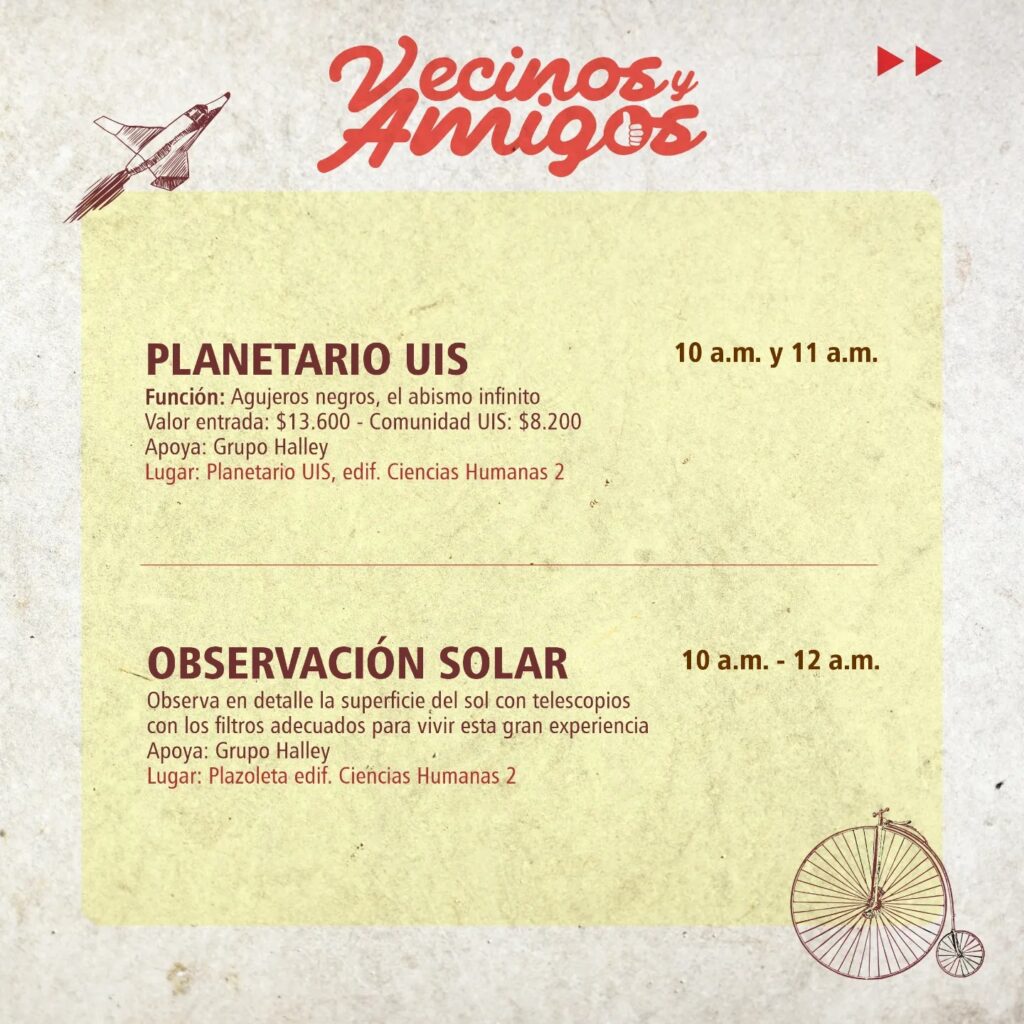 Imagen con los horarios del planetario en texto