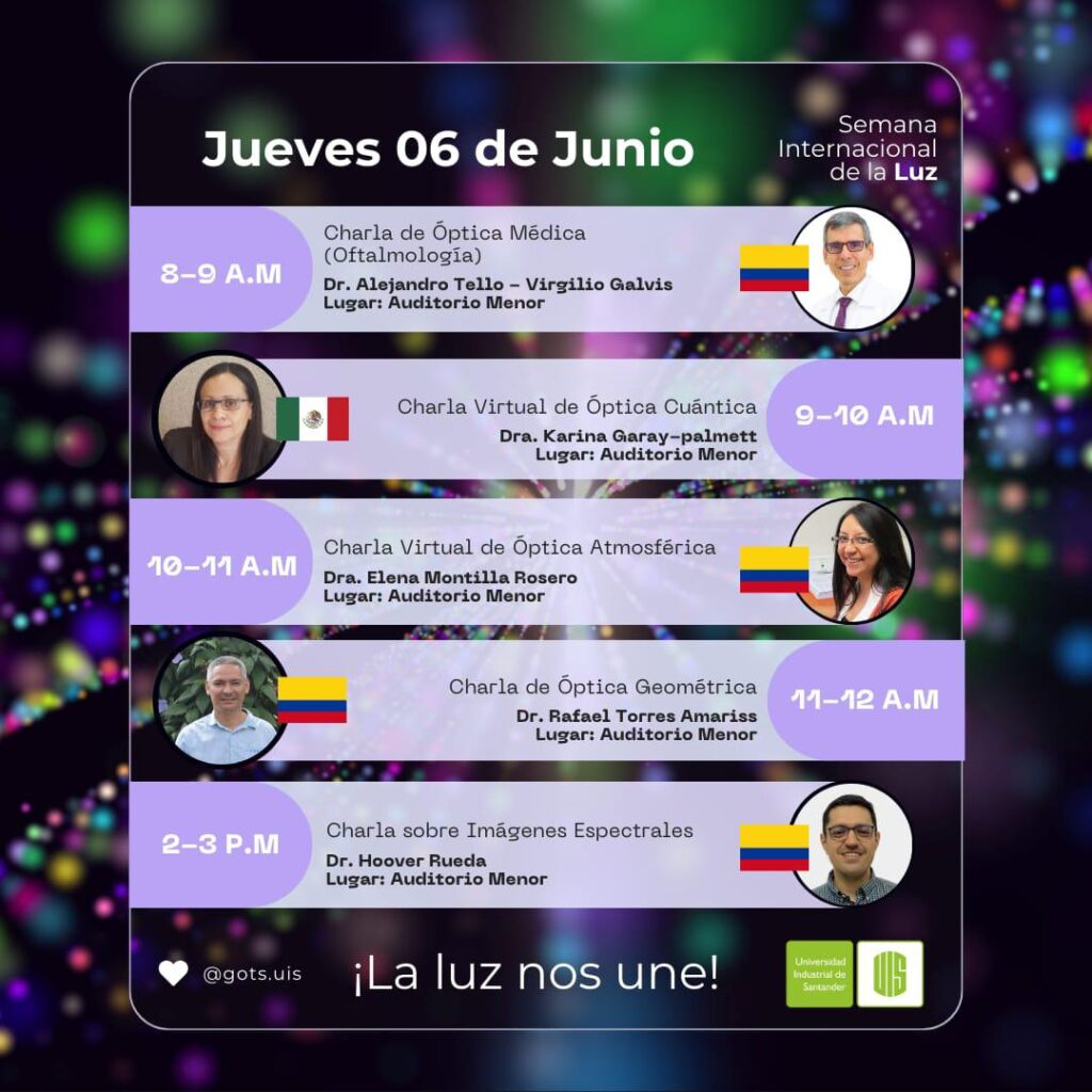 Información de la programación del jueves en texto