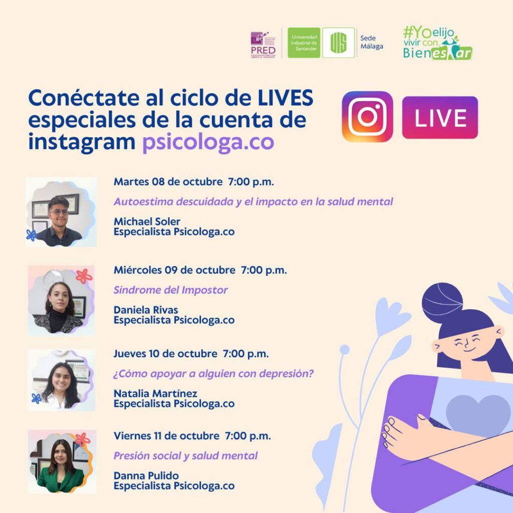 Imagen con la información de los lives