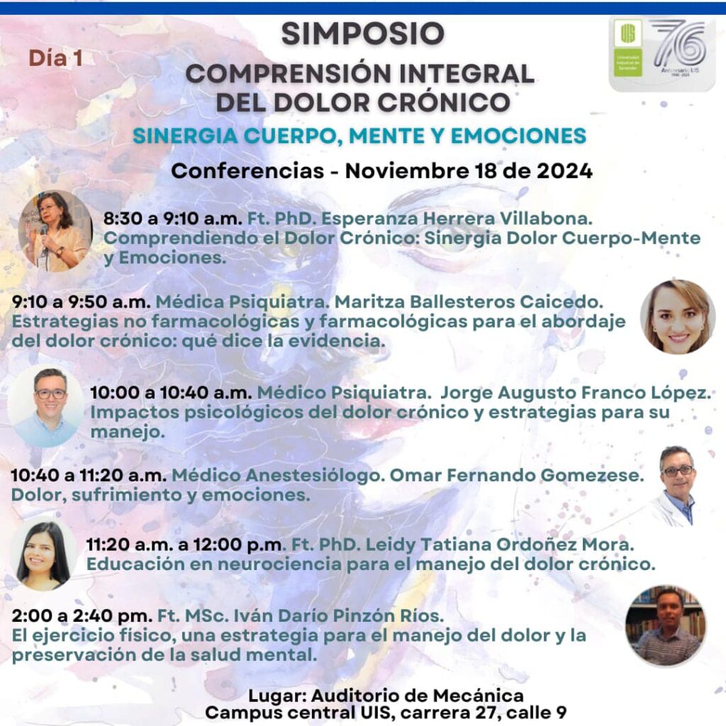 Imagen compuesta por las fotografías e información de los invitados al Simposio