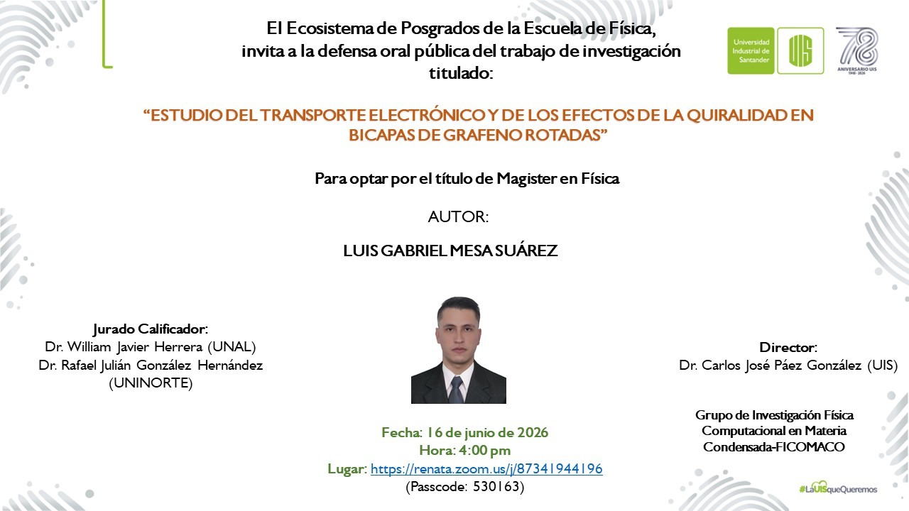 Invitación a la defensa pública del trabajo de investigación de Luis Gabriel Mesa Suárez
