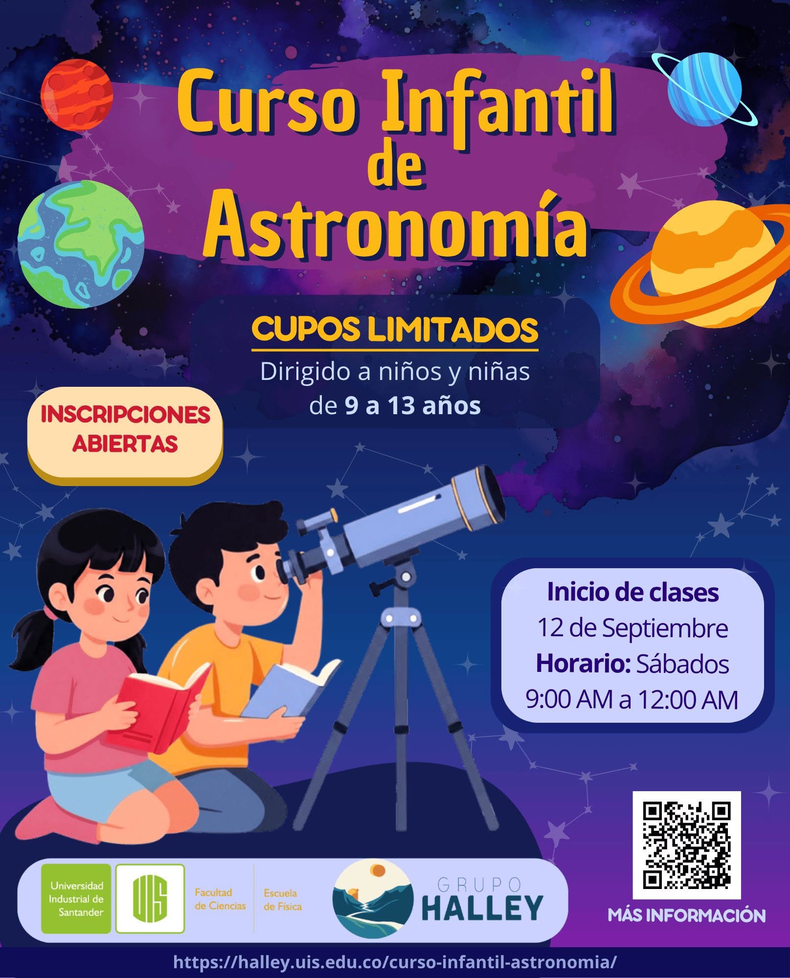 Información sobre el Curso Infantil de Astronomía