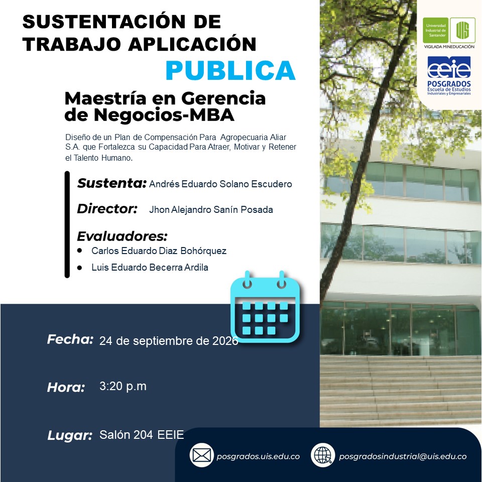 Invitación a la sustentación de trabajo de aplicación pública de Andrés Eduardo Solano Escudero