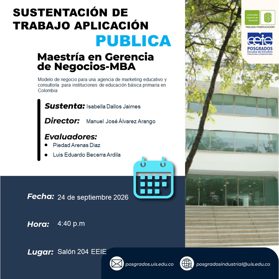 Invitación a la sustentación de trabajo de aplicación pública de Isabella Dallos Jaimes