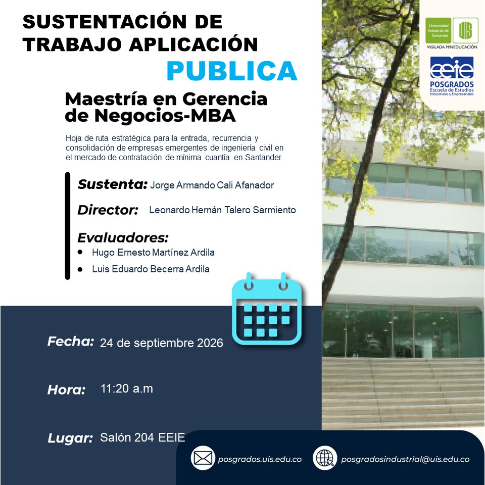 Invitación a la sustentación de trabajo de aplicación pública de Jorge Armando Cali Afanador