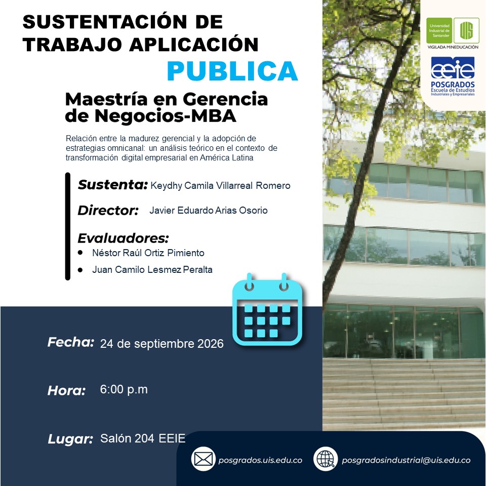 Invitación a la sustentación de trabajo de aplicación pública de Keydhy Camila Villarreal Romero