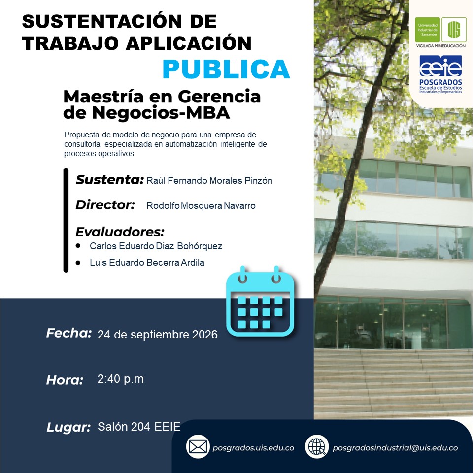 Invitación a la sustentación de trabajo de aplicación pública de Raúl Fernando Morales Pinzón