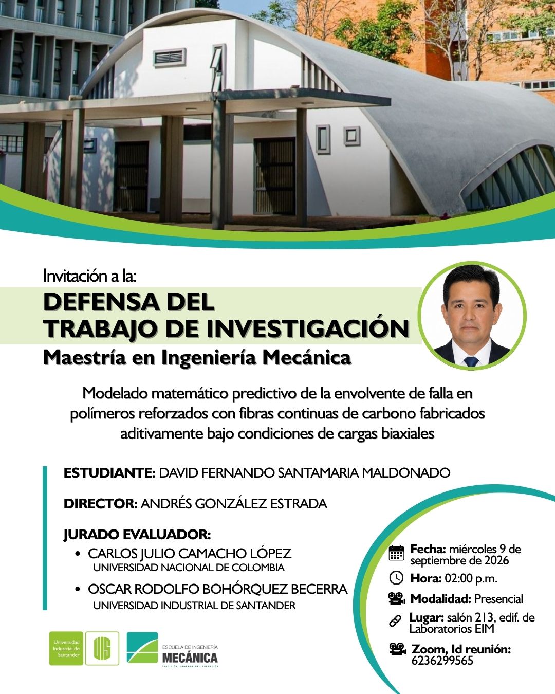 Detalles de la defensa del trabajo de investigación de David Fernando Santamaría Maldonado