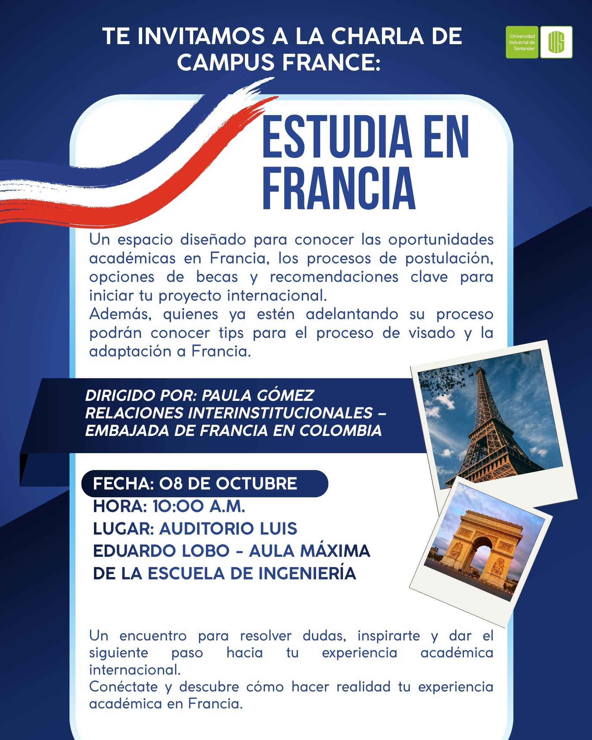Información sobre la Charla de Campus France “Estudia en Francia”.