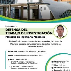 Invitación a la defensa del trabajo de investigación de Elkin Andrés Silva Calderón