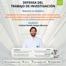 Descripción de la defensa del trabajo de investigación de Cristian Danilo Vargas Moreno, estudiante de la Maestría en Química